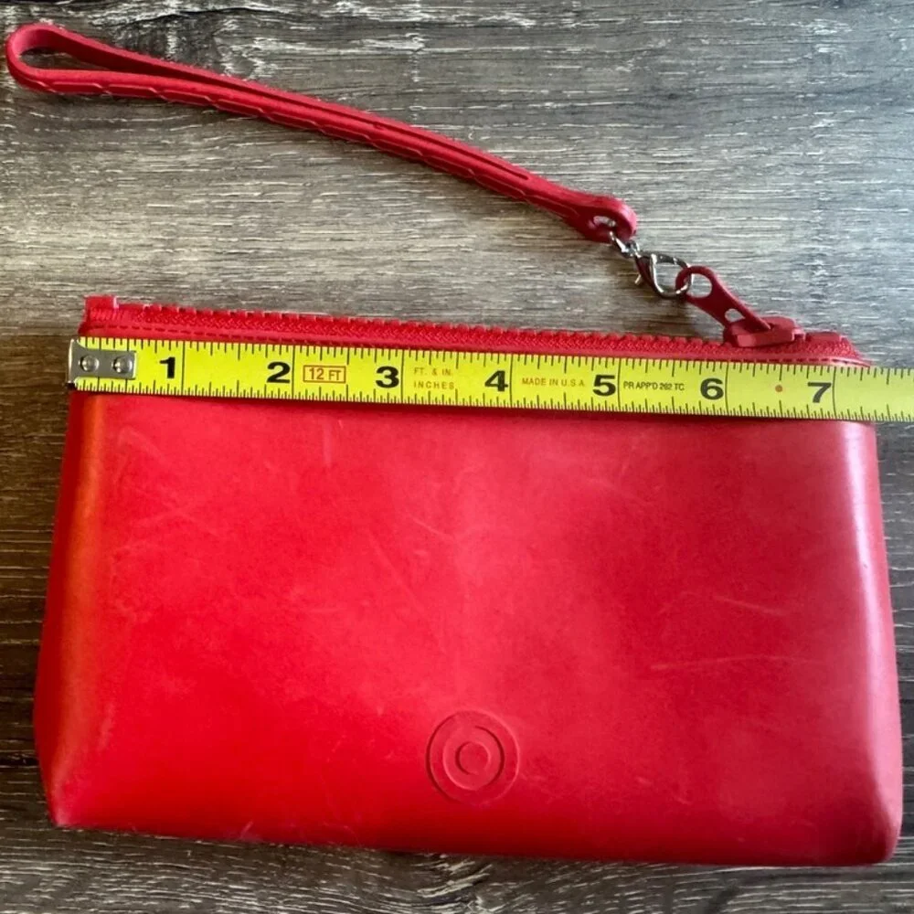 Hunter Red Rubber Zipped Clutch Bag